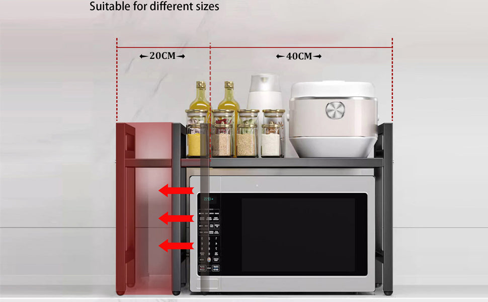 Universal Expandable Microwave Oven Rack, 2 Tier Kitchen Countertop Shelf