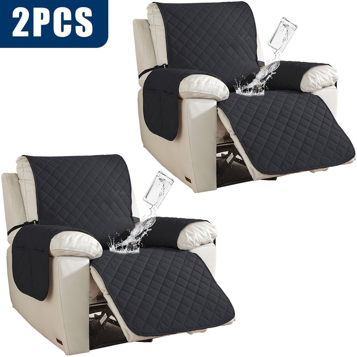 2pcs Waterproof Recliner Chair Non-Slip Cover