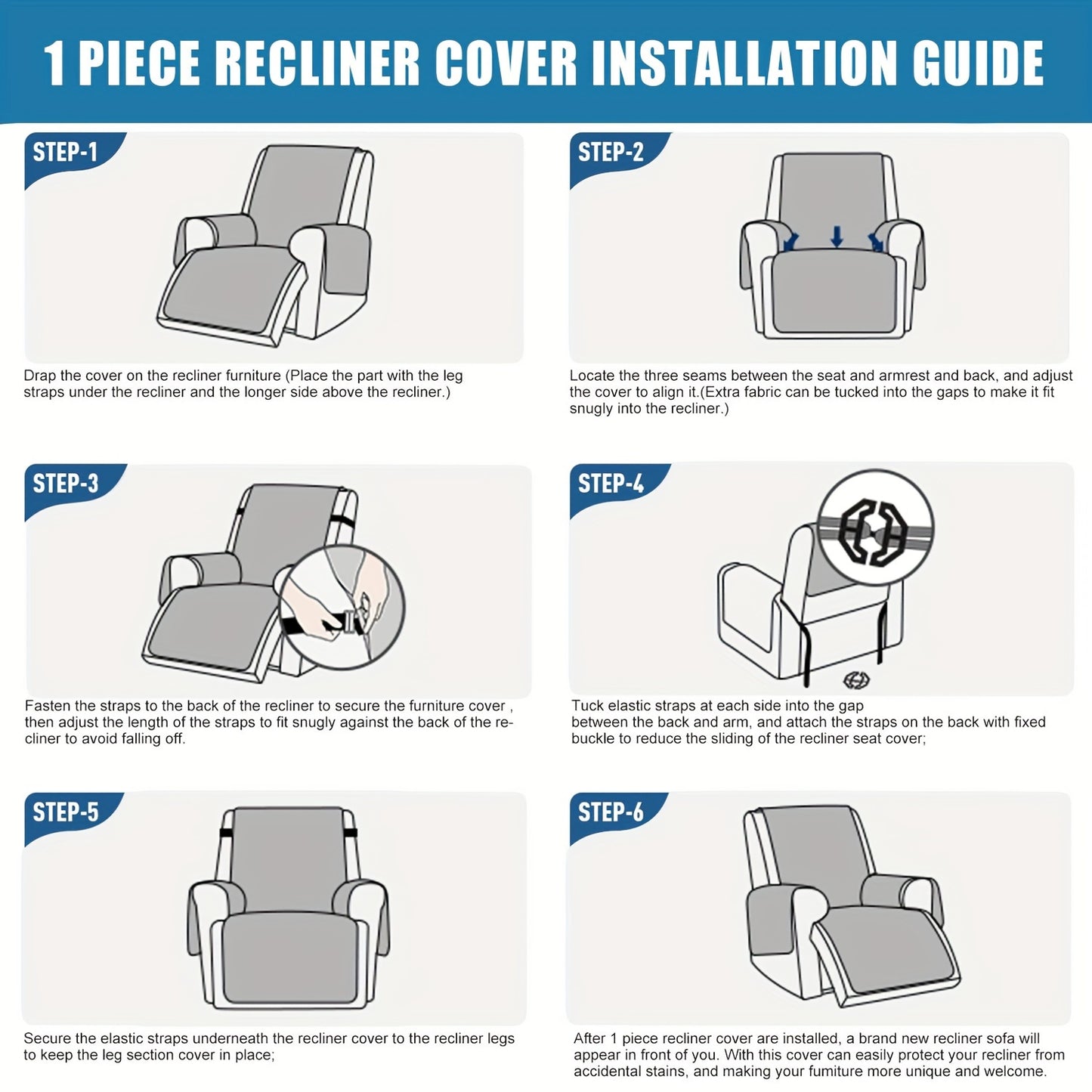 1pc Recliner Chair Cover Pad for 1 Seater Sofa Slipcover