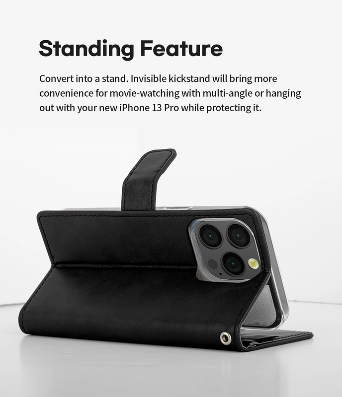 Flip Wallet Case for iPhone 14 Pro Max-Black
