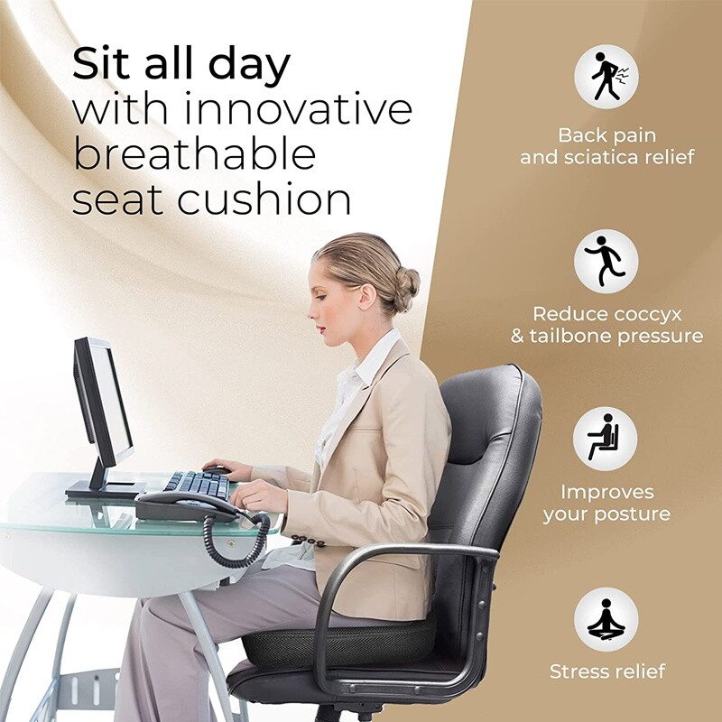 Seat Cushion Memory Foam Pad For Chair-Black Colour