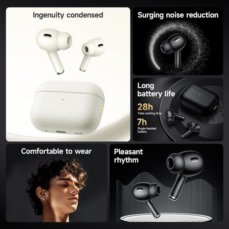 Bluetooth Wireless ANC Active Noise Cancelling Headphones-Milky White