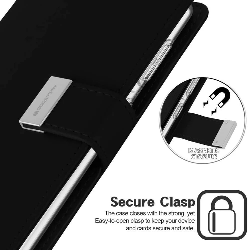 Dual layers wallet Cover For Samsung Galaxy S23 Plus -Black
