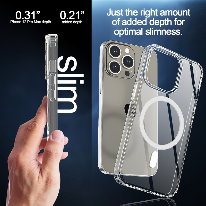 For iPhone 15 Pro Max Clear Shockproof Magnet Cover