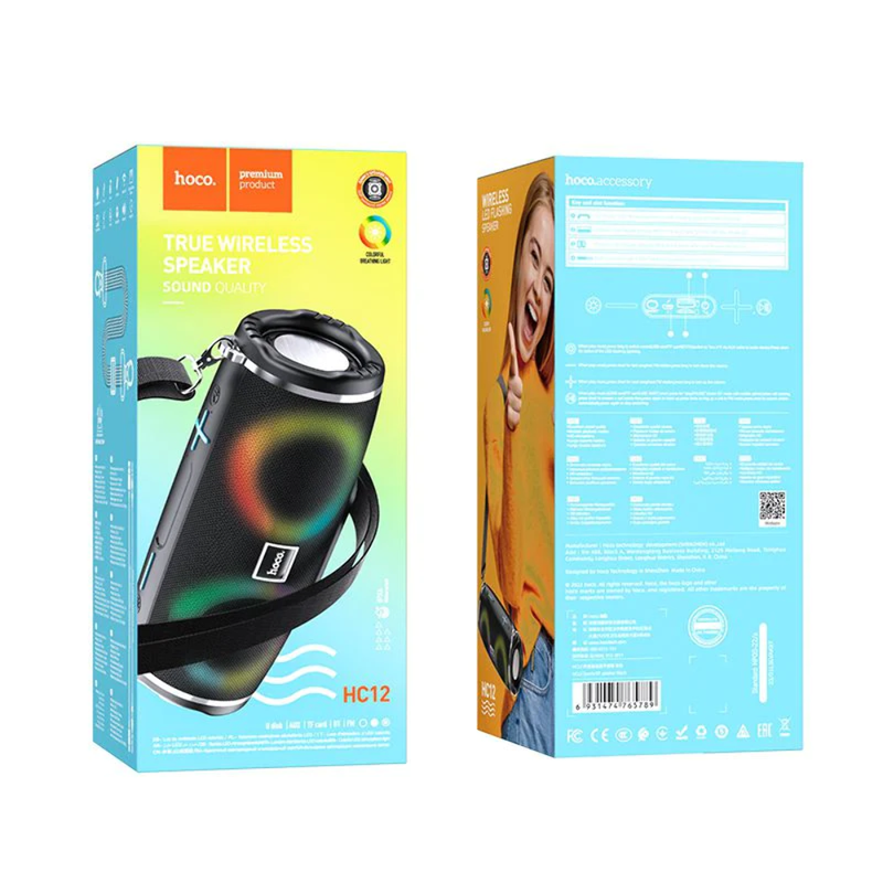Black Bluetooth Wireless Portable Speaker with strap