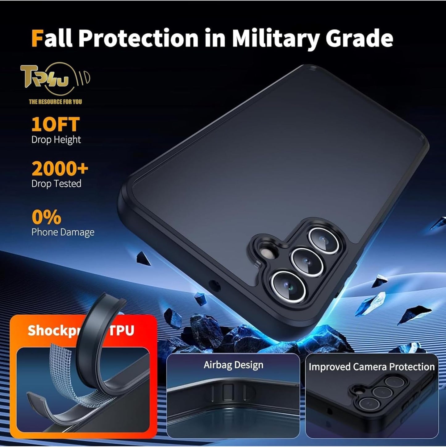 Matte Shockproof Case with 2-Pack Screen Protectors For Samsung Galaxy A16