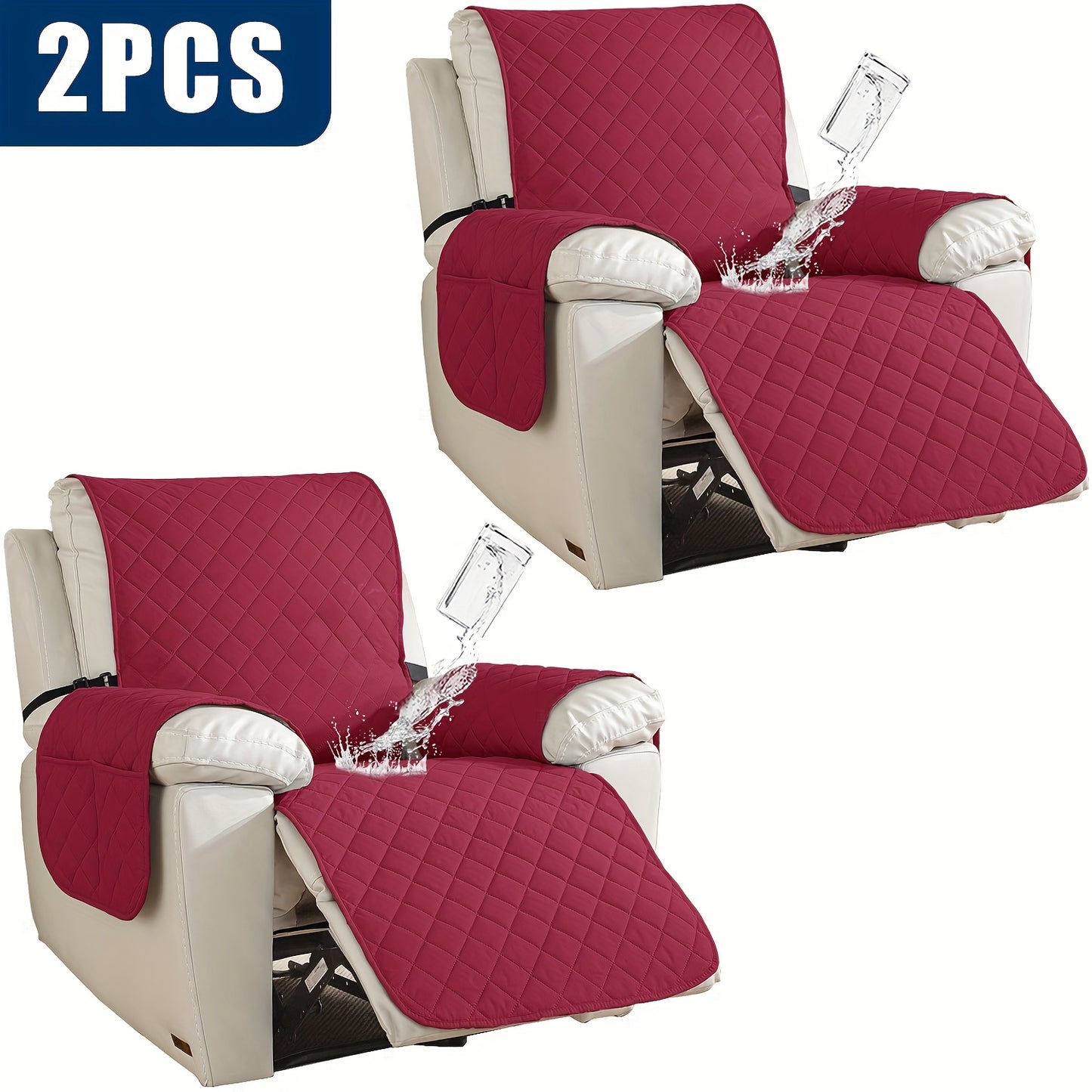 2pcs Waterproof Recliner Chair Non-Slip Cover