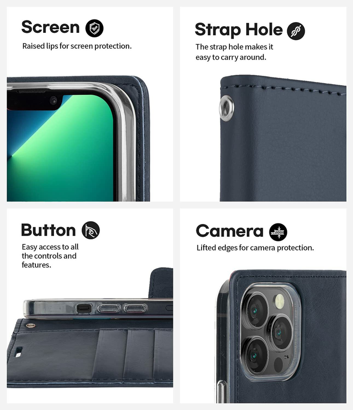 Flip Wallet Case for iPhone 15 -Navy Blue