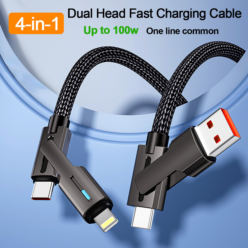 4 in 1 Multi USB Charging Type C to iPhone Fast Charging Cable for Samsung iPhone