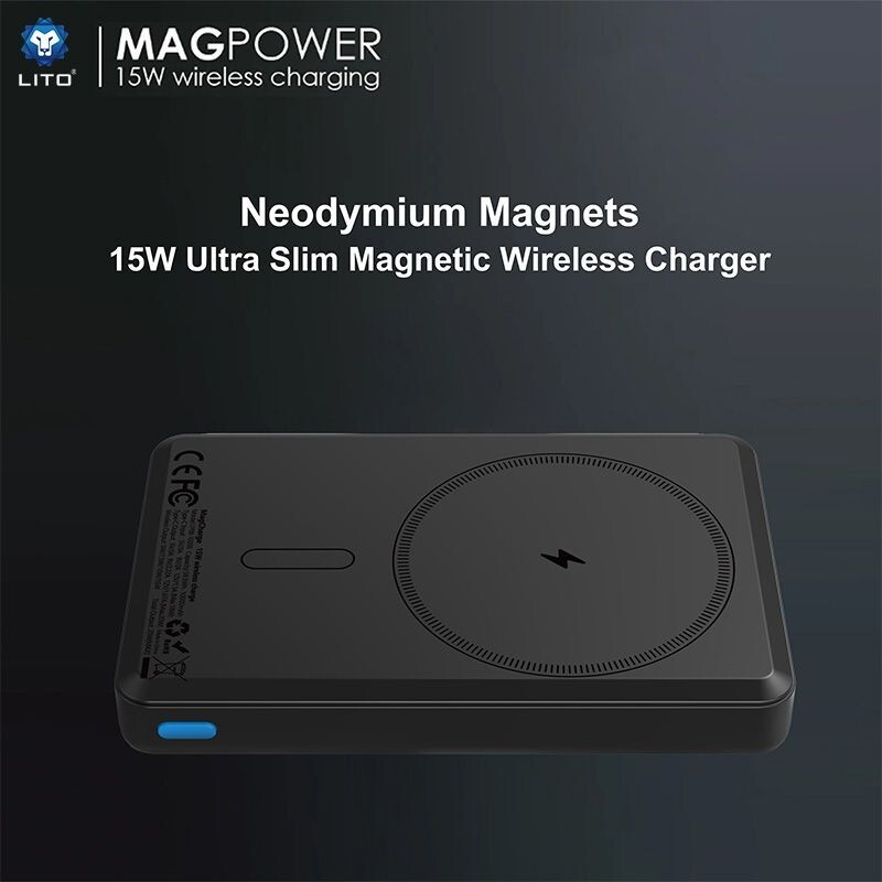 Sleek Portable 10000mAh Magsafe Fast Charge Black Power Bank
