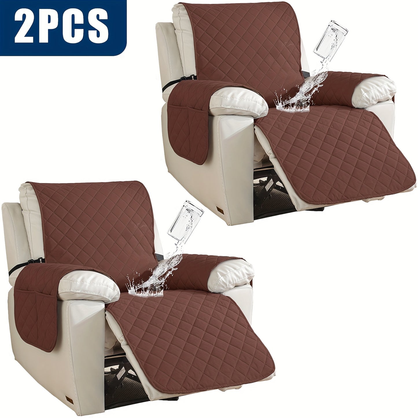 2pcs Waterproof Recliner Chair Non-Slip Cover