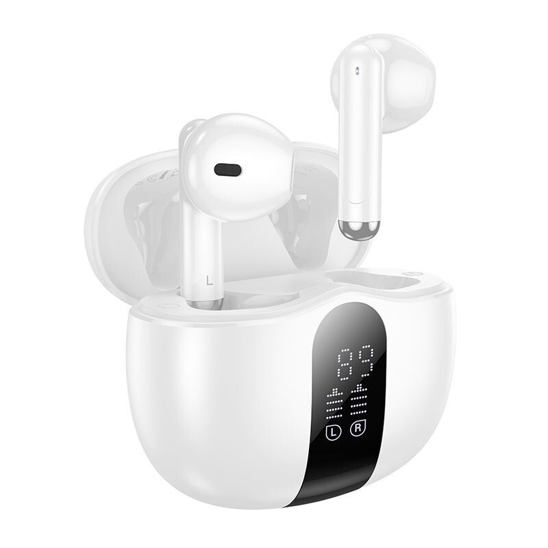 Bluetooth Wireless Earphones Stereo Headphones Earbuds with LED Display-White