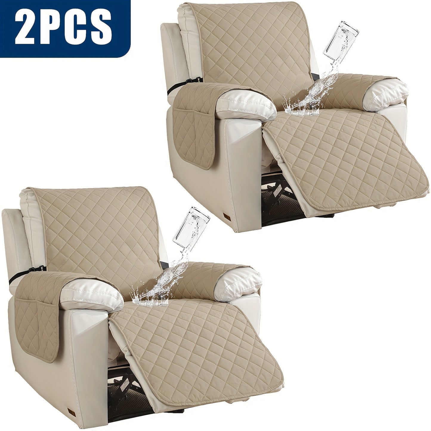 2pcs Waterproof Recliner Chair Non-Slip Cover