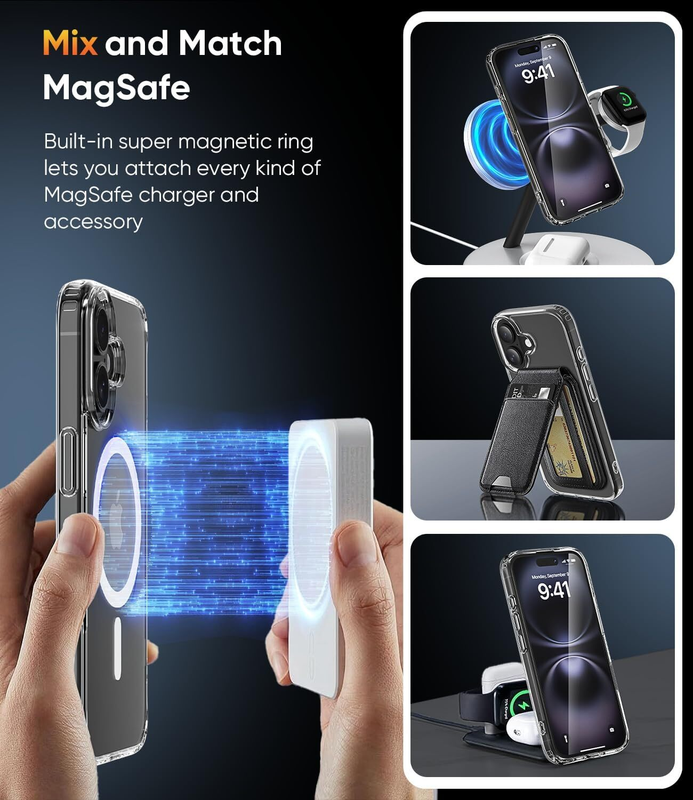 For iPhone 16 Plus Magnetic Case Clear Protective Cover