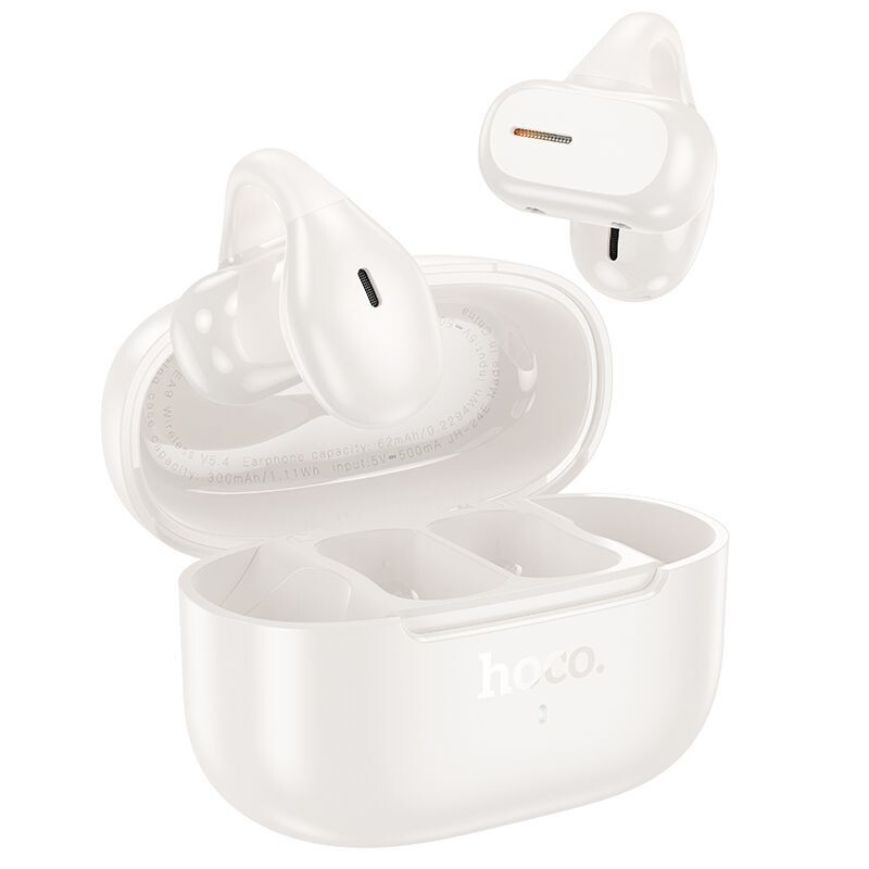 Wireless Bluetooth Ear Hook Open Ear Earphones Sport Clip On EarBuds-Milky White