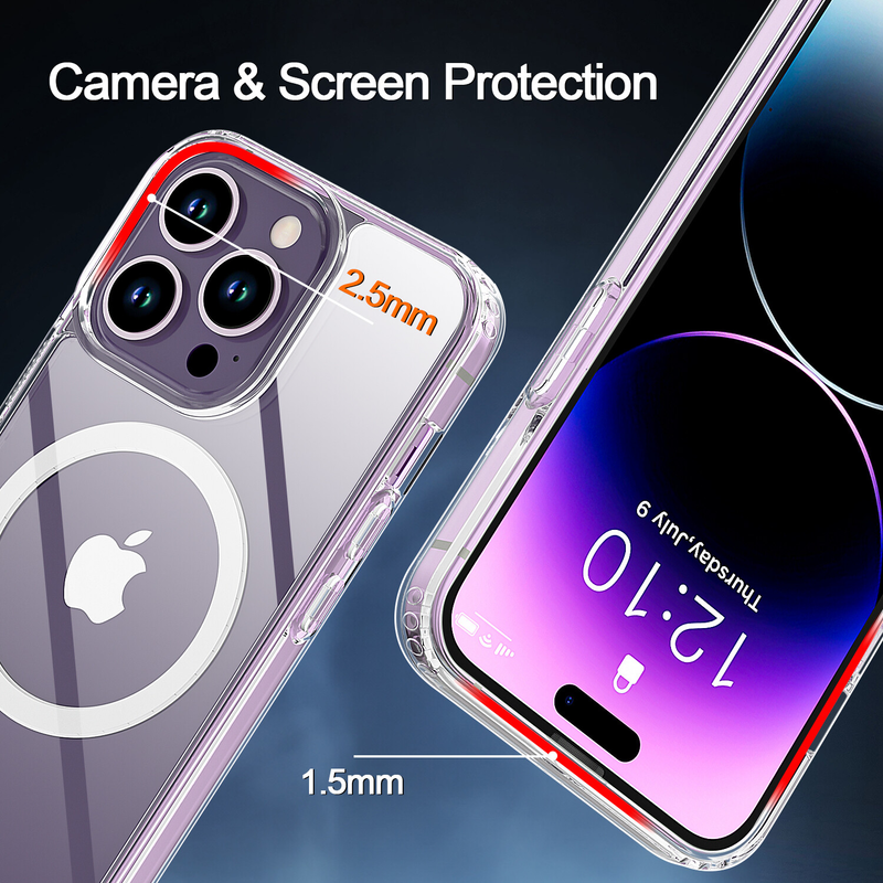 For iPhone 15 Pro Max Clear Shockproof Magnet Cover