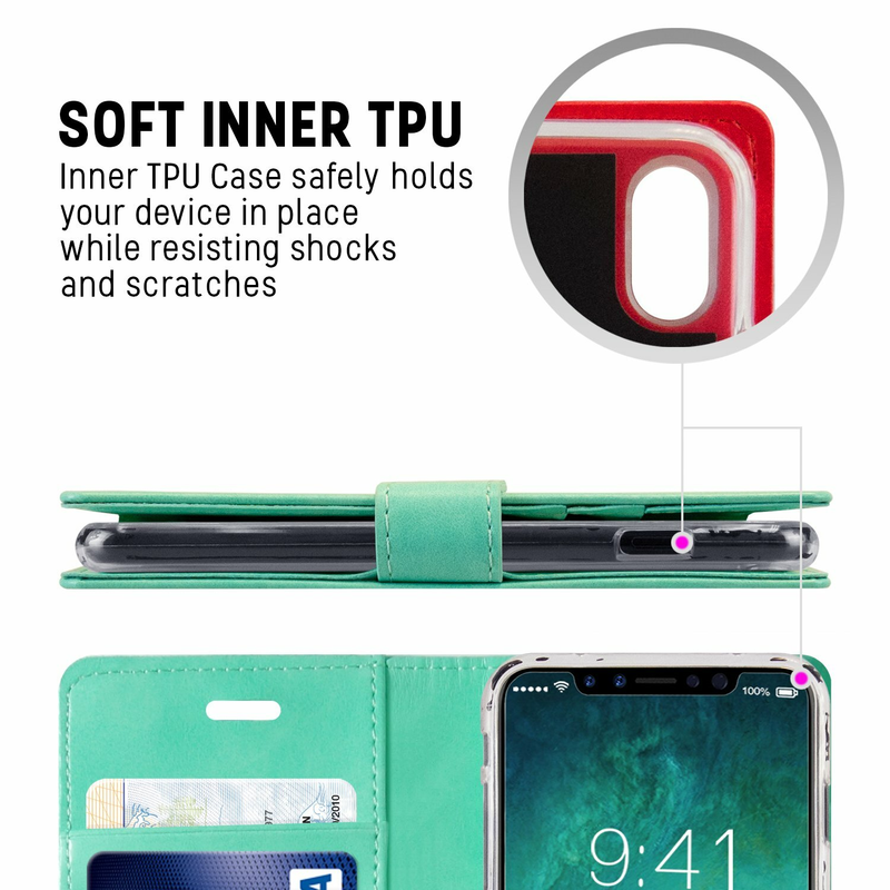 Flip Wallet Case for iPhone 15 -Mint Green Colour