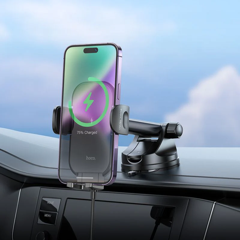 Universal 15W Wireless Car Holder Fast Charge Dashboard Windscreen Mount Stand
