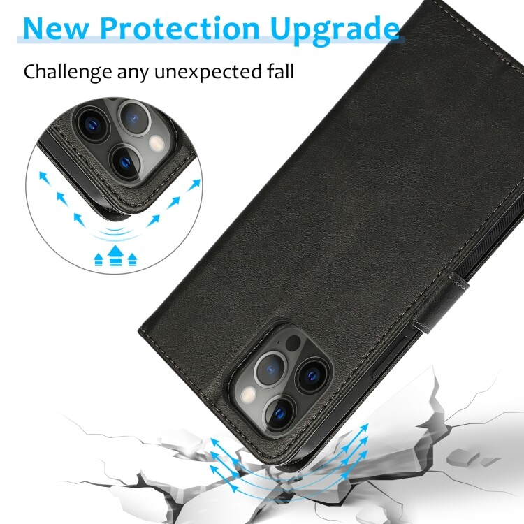 For iPhone 16 Pro Max Magnetic Detachable Black Wallet Case