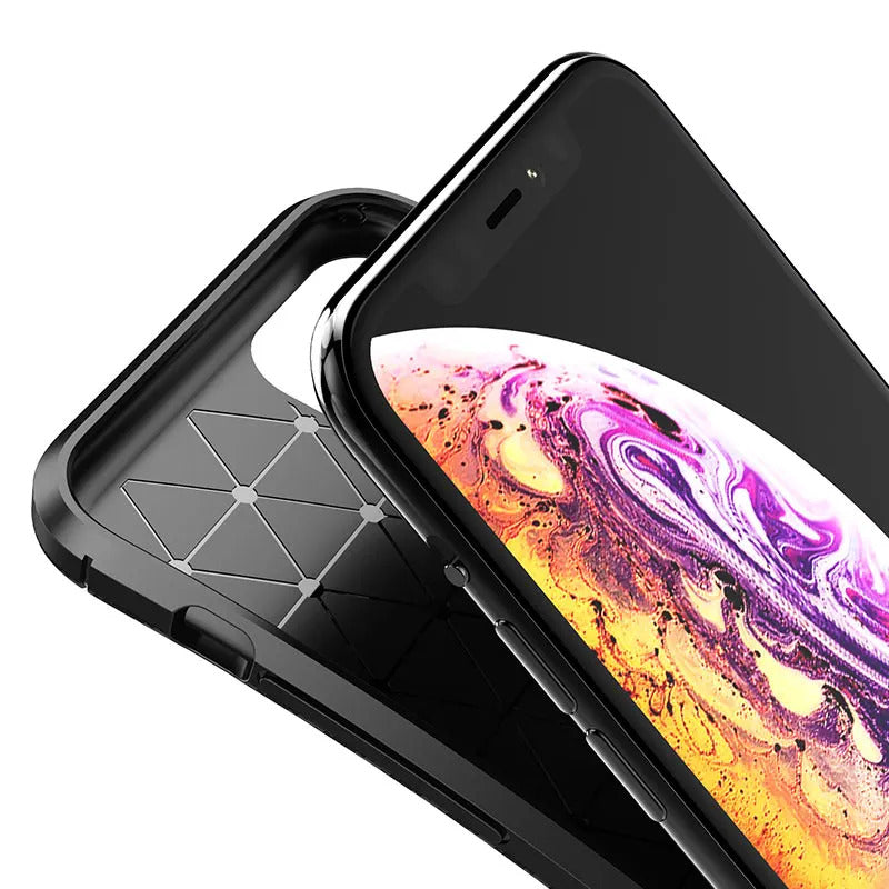 For Apple iPhone 13 Fiber Rugged Case TPU Cover,Black