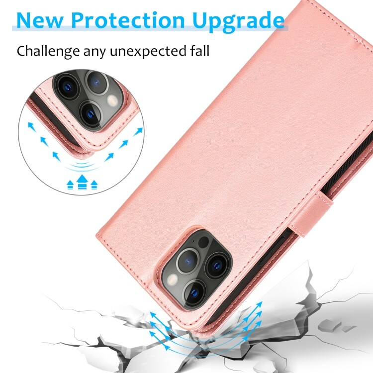 For iPhone 16 Pro Max Magnetic Detachable Rose Gold Wallet Case