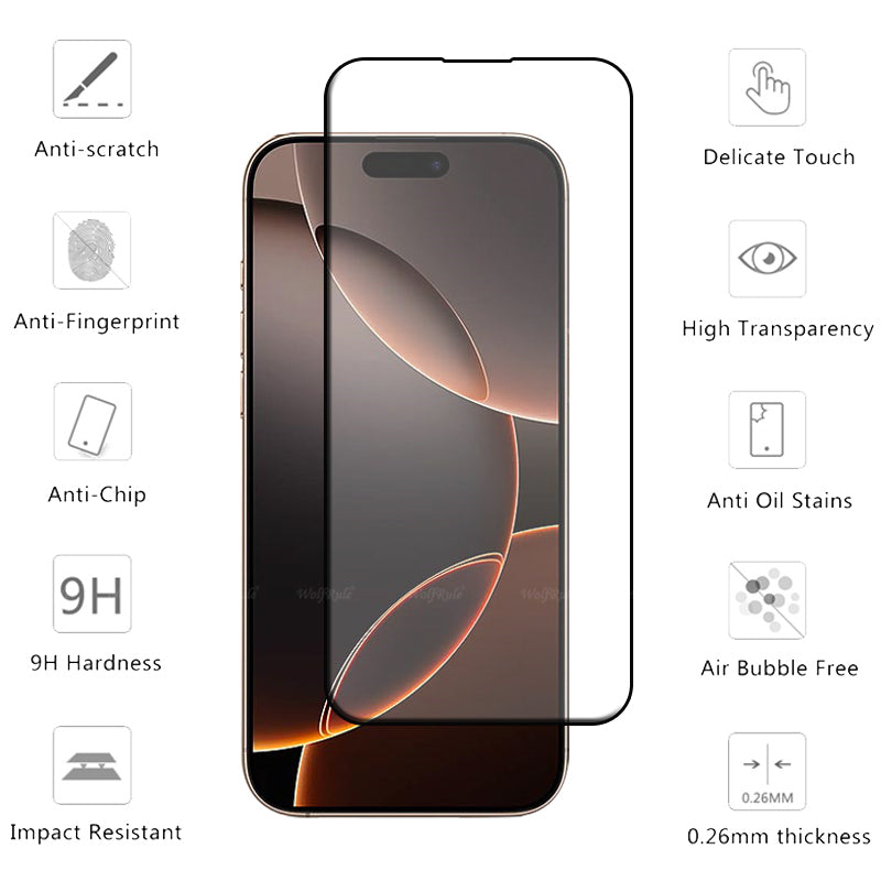 2X for iPhone 16 Pro Max Tough Full Cover Tempered glass screen protector