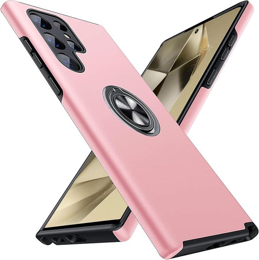 For Samsung Galaxy S25 Ultra Case with Ring Holder Kickstand Phone Case,Pink