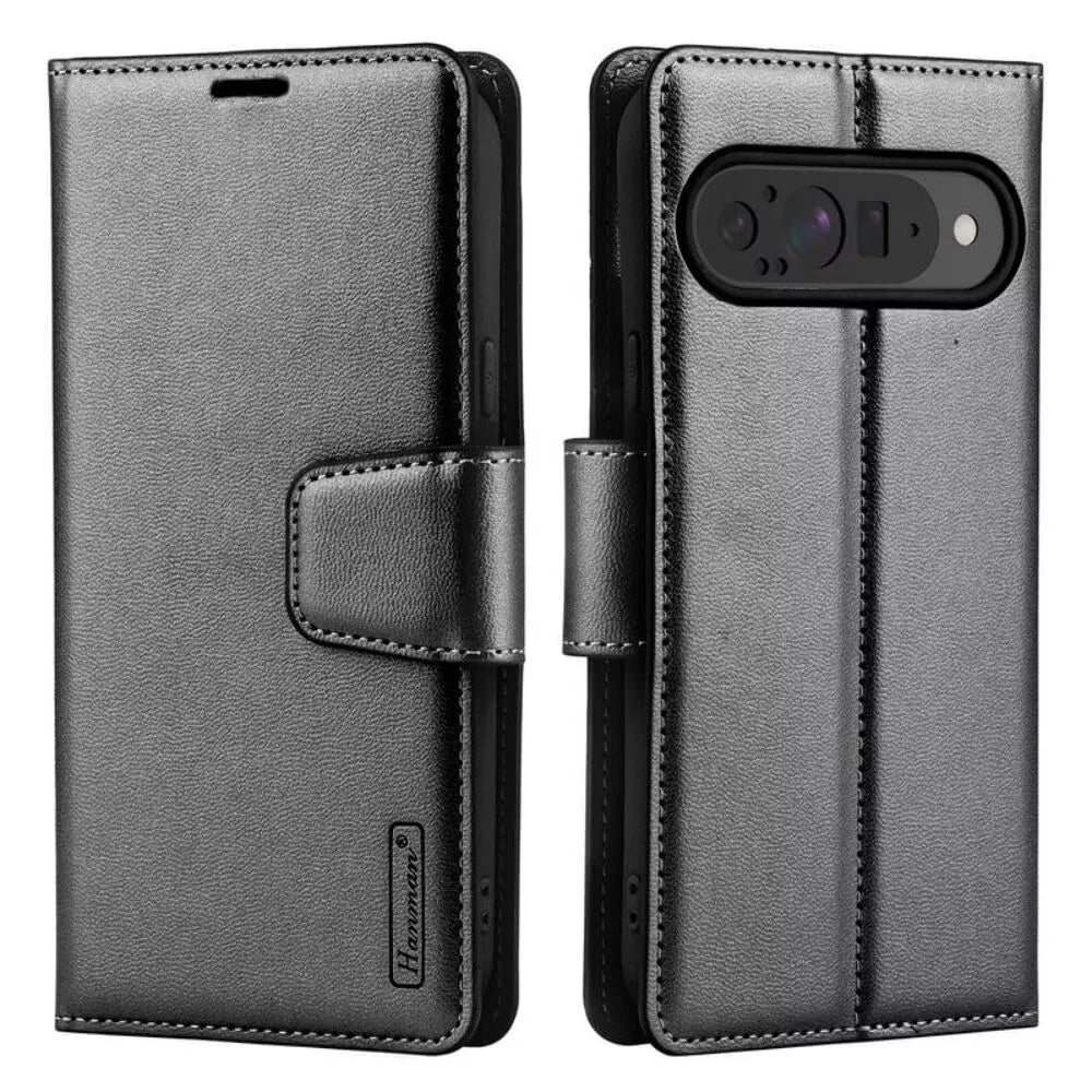 For Google Pixel 9 Pro XL Wallet Case with Card holder Black Colour Flip Cover