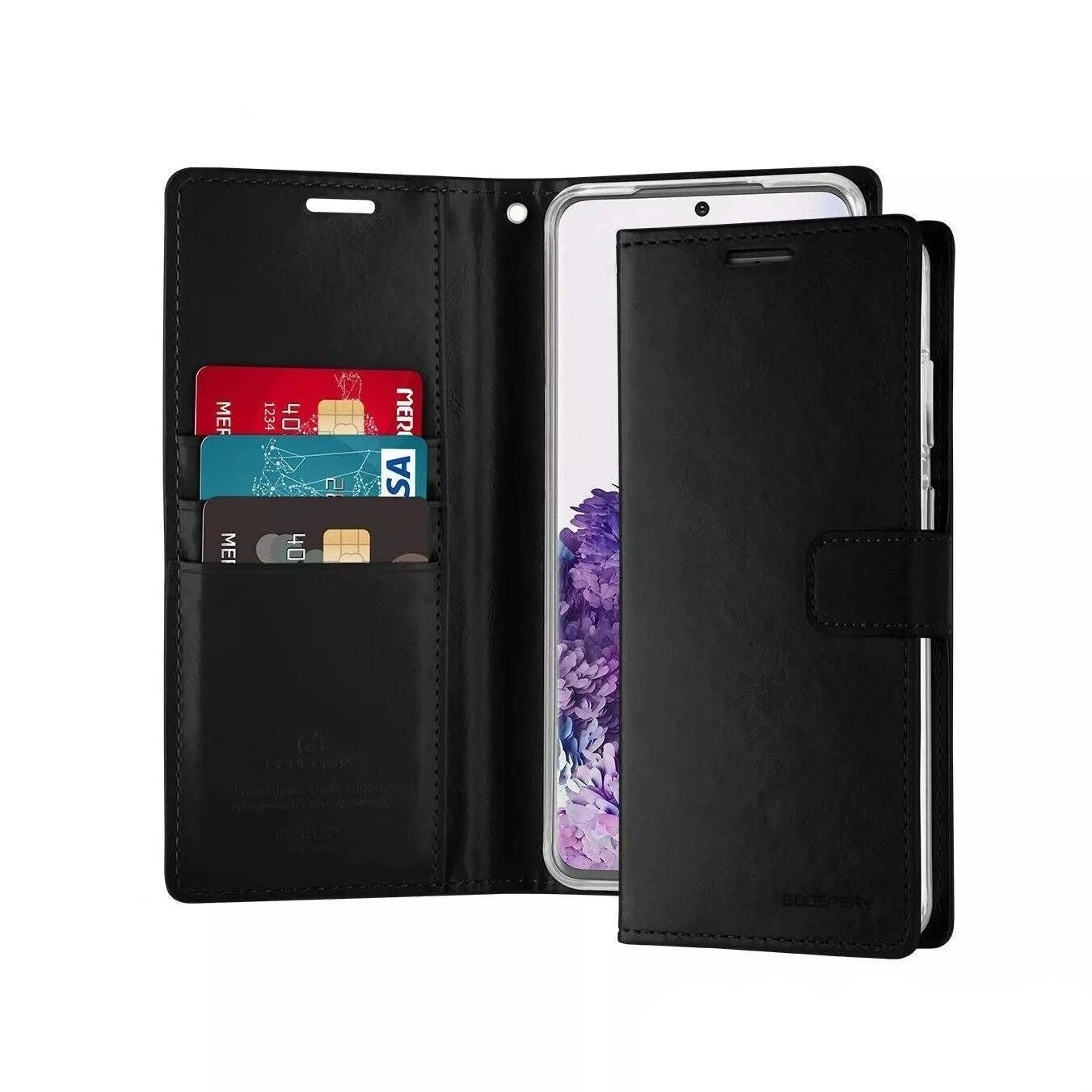 For Samsung Galaxy S25 Plus Wallet Case with Card holder Black Flip Cover