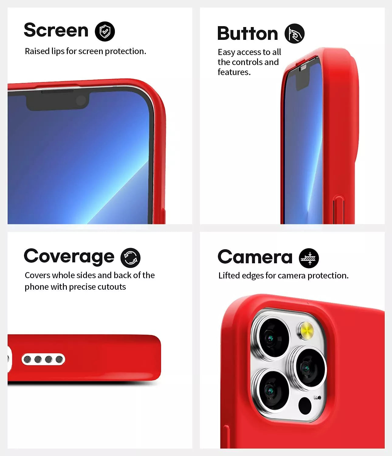 Red Slim Protective TPU Case For iPhone 14 Pro