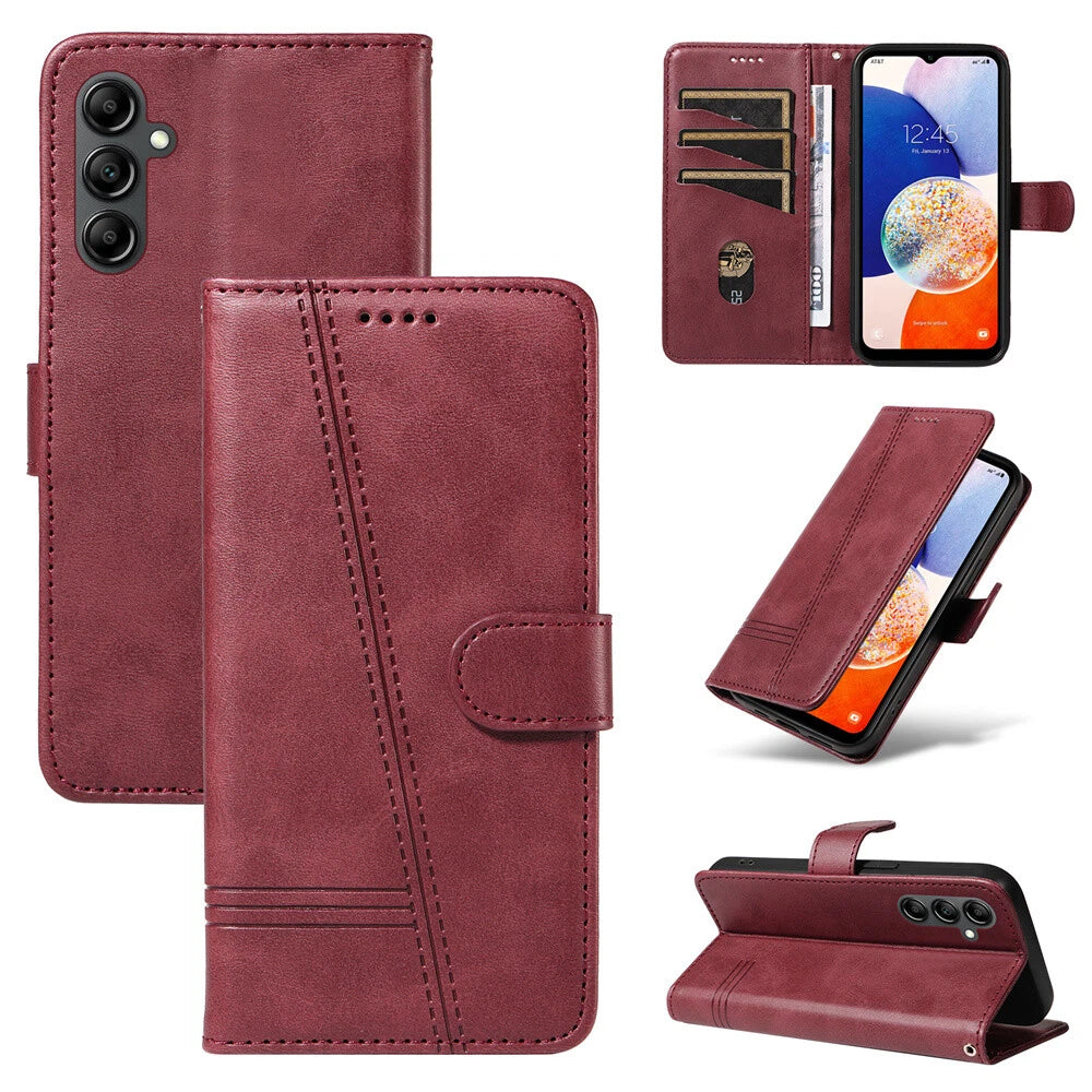 For Samsung Galaxy A55 Wallet Case with Card holder Wine Colour Flip Cover