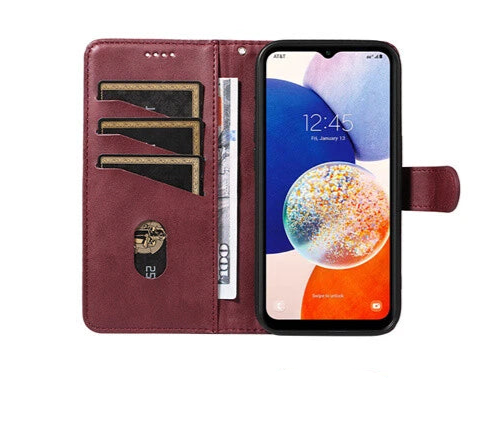 For Samsung Galaxy A55 Wallet Case with Card holder Wine Colour Flip Cover