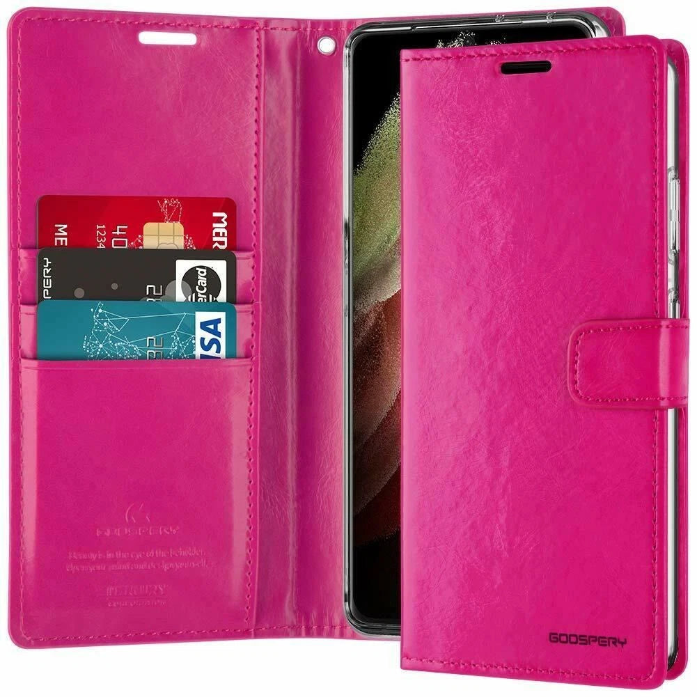 For Samsung Galaxy S22 Wallet Case with Card holder Hot Pink Flip Cover