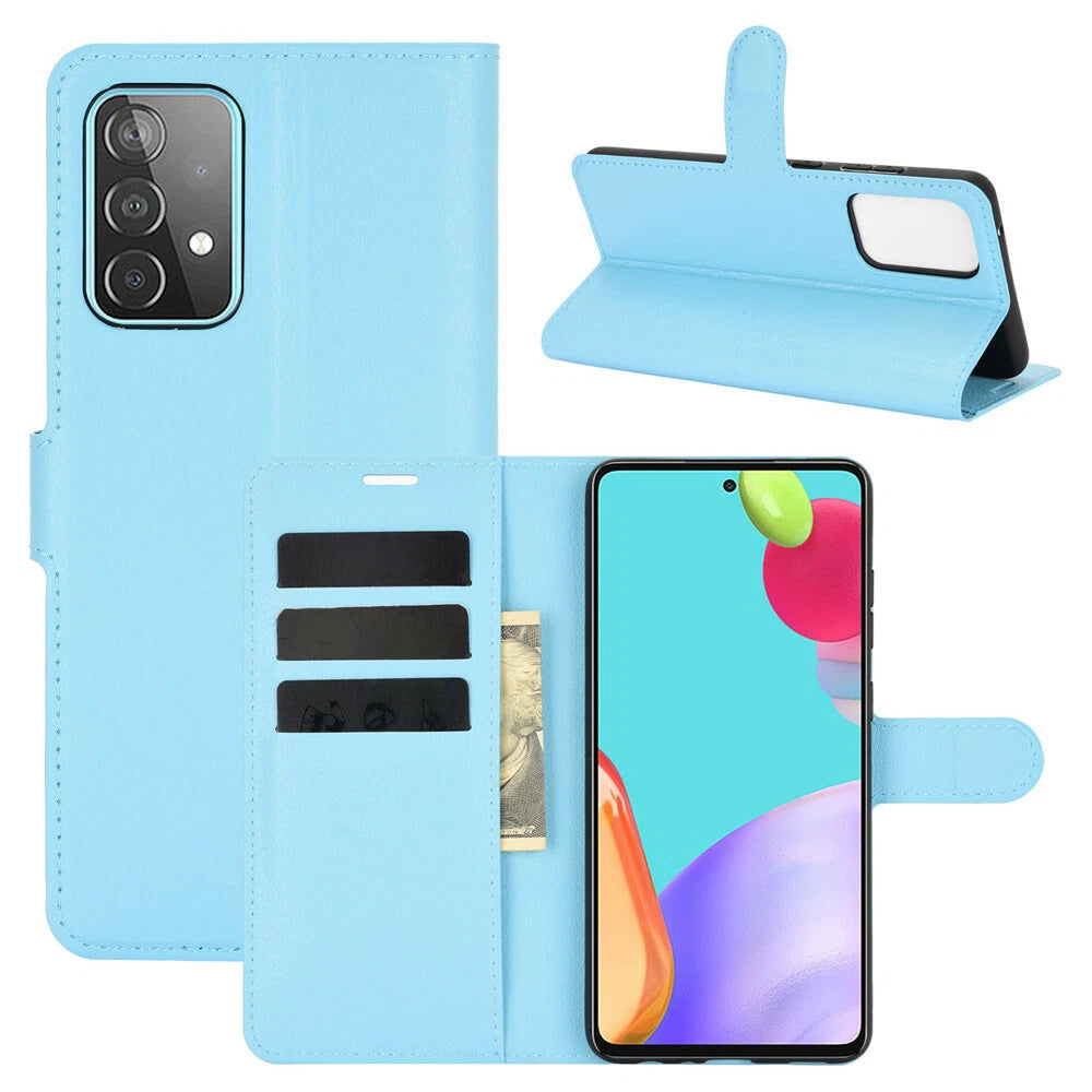 For Samsung Galaxy A55 Wallet Flip Case-Light Blue Colour