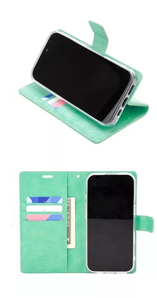 For Samsung Galaxy S22 Ultra Wallet Case with Card holder Mint Flip Cover