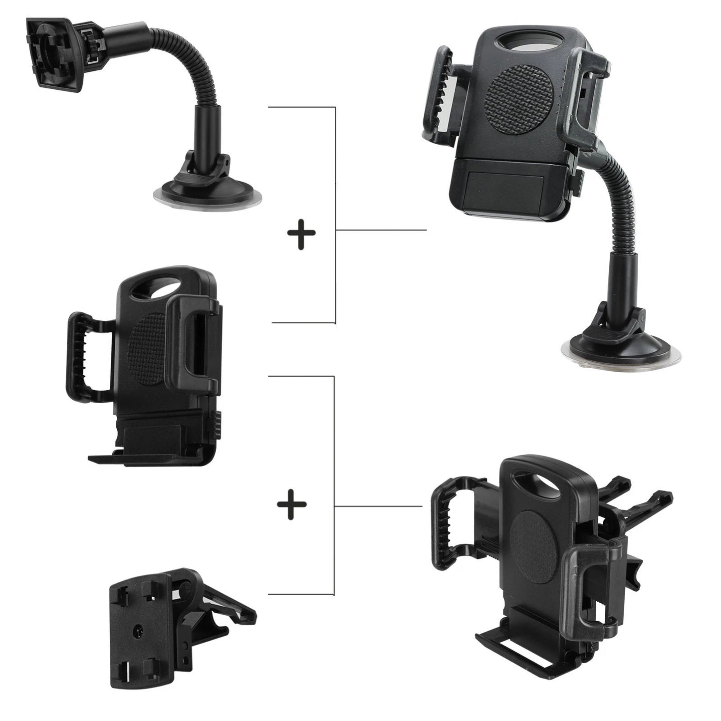 2 in 1 Windshield Mount Stand and Airvent Mount Car Phone Holder