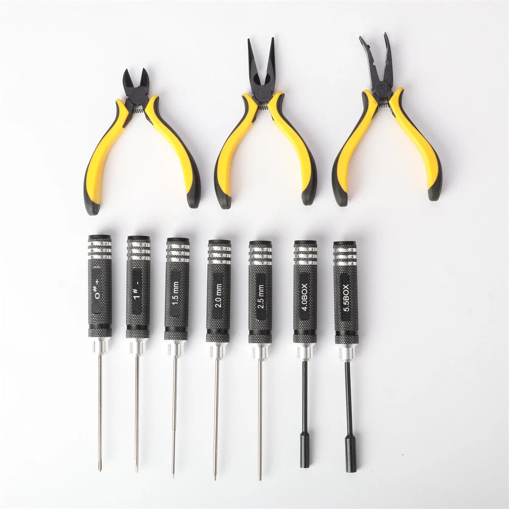 10 in 1 RC Car Tool Kit Screwdriver Set Pliers Hex Sleeve Socket Repair Tools