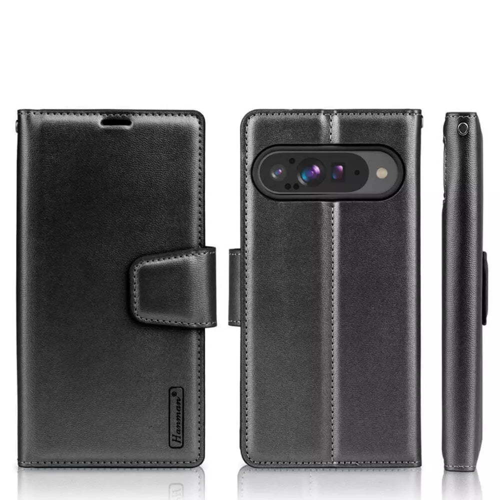 For Google Pixel 9 Pro XL Wallet Case with Card holder Black Colour Flip Cover