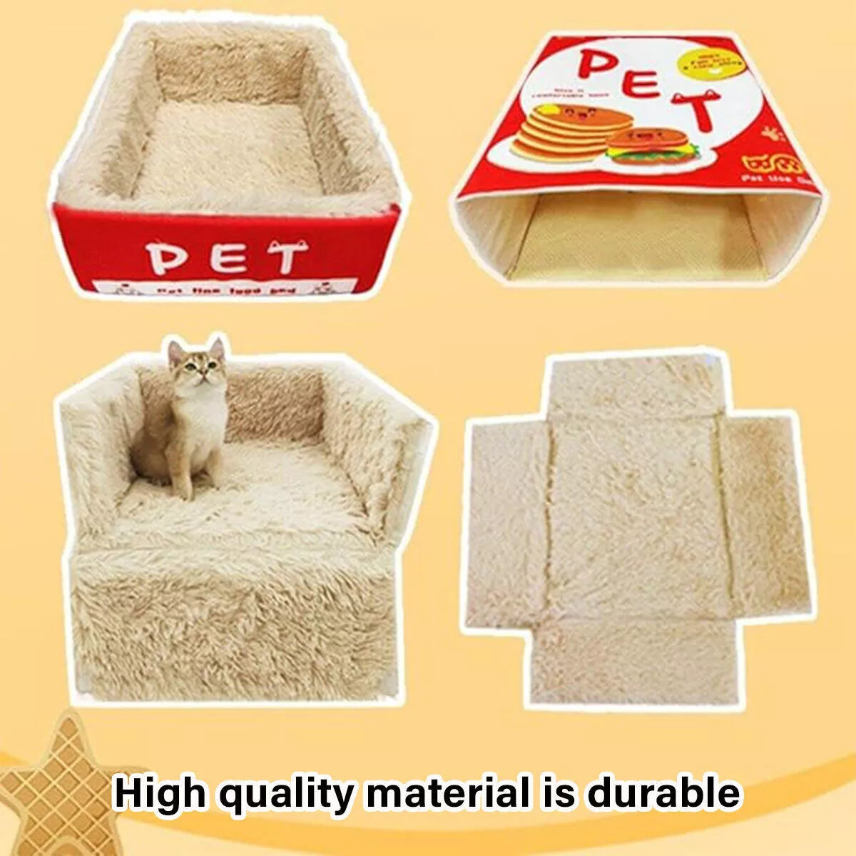 Washable Cat Bed Rectangle Snack Shape Comfortable Cat House