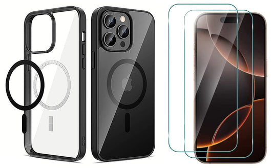 Slim Shockproof Case For iPhone 12 + 2 x Glass Screen Protectors