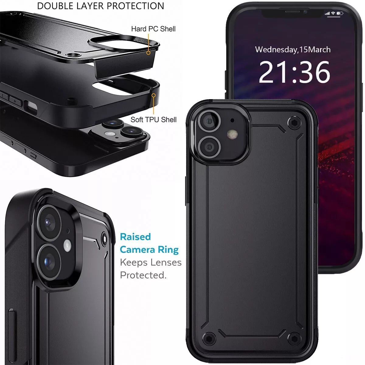 For iPhone 12 Shockproof Case Rugged Cover