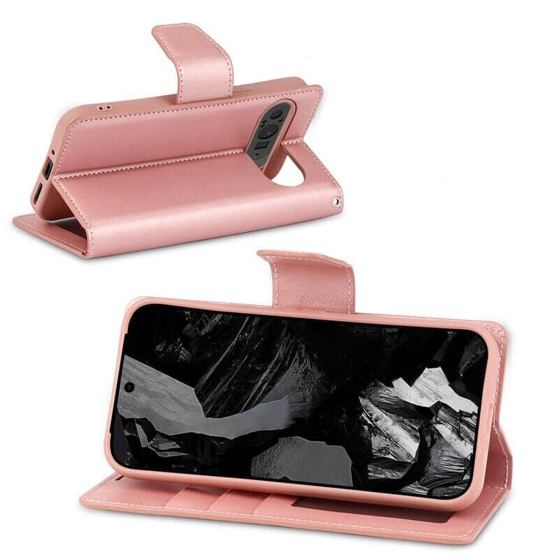 For Google Pixel 9 Pro XL Wallet Case with Card holder Rosegold Flip Cover