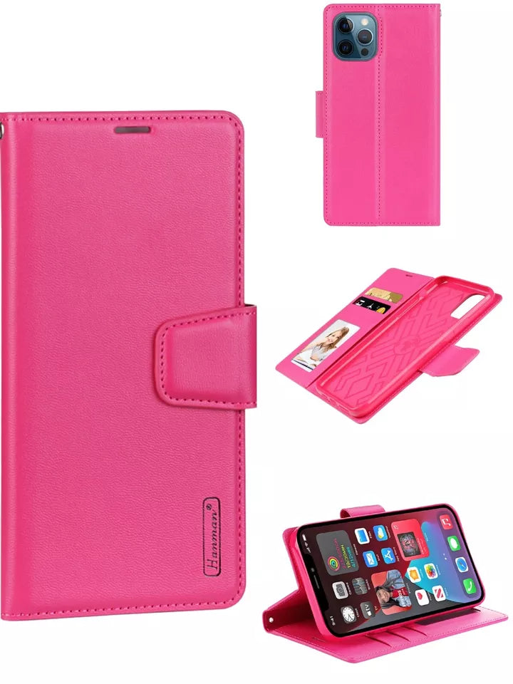 For iPhone 16 Wallet Case Hot Pink Colour Flip Cover