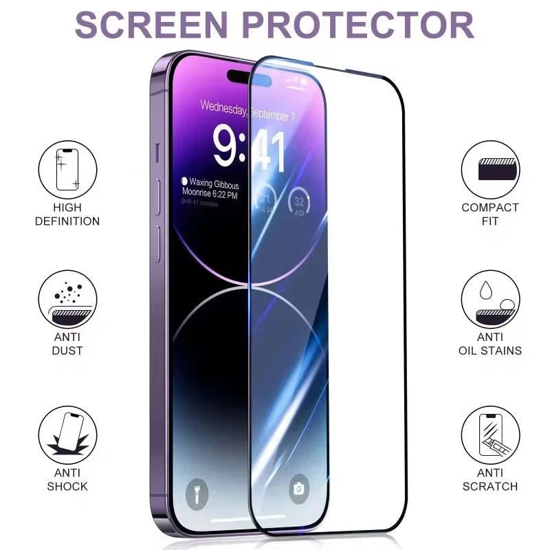 2X For iPhone 15 Plus Full Cover Tempered Glass Screen Protector