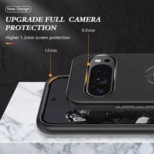 For Google Pixel 6a Shockproof Ring Magnetic Phone Case-Black