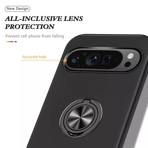 For Google Pixel 6a Shockproof Ring Magnetic Phone Case-Black