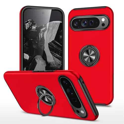 For Google Pixel 6a Shockproof Ring Magnetic Phone Case-Red