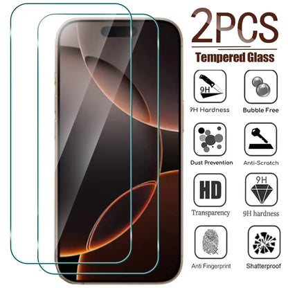 2 PCS Tough Tempered Glass Screen Protector for iphone 16 pro