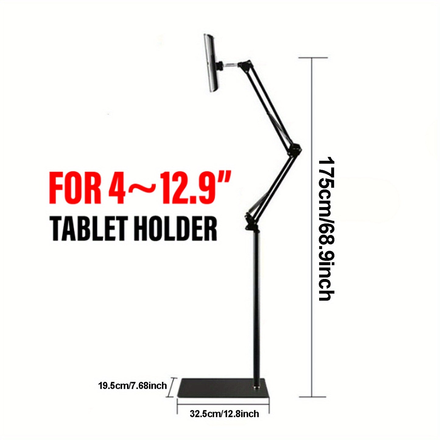 Adjustable Floor Stand Holder for tablets and phones up to 12.9 inch Hands Free