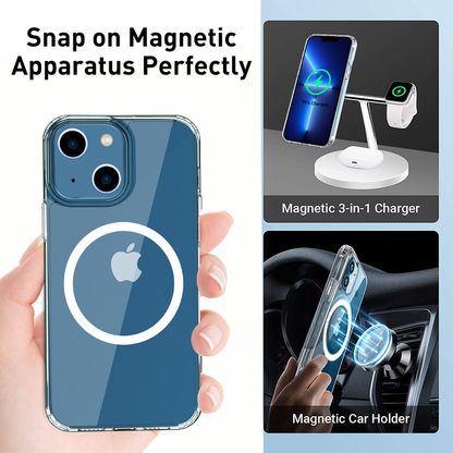 For iPhone 15 Clear Case MagSafe Shockproof Magnetic Cover